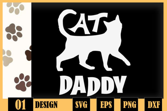 Cat Daddy Funny Cat Dad Simple Lettering Graphics