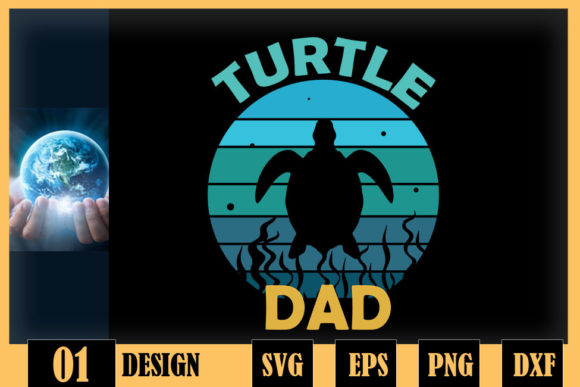 Turtle Dad Vintage Retro Father's Day Graphics